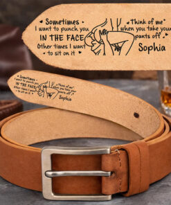 The Face I Want To Sit On Spicy Couple - Personalized Cowhide Leather Belt