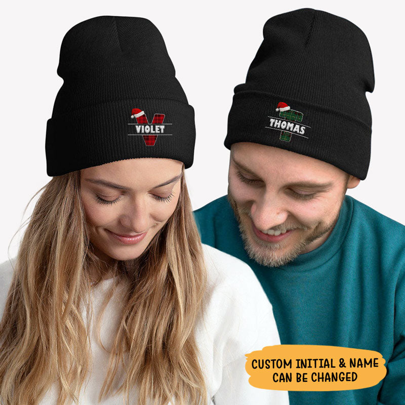 Christmas Alphabet, Couple Beanie, Personalized Custom Embroidered Beanie, Christmas Gifts - Image 2