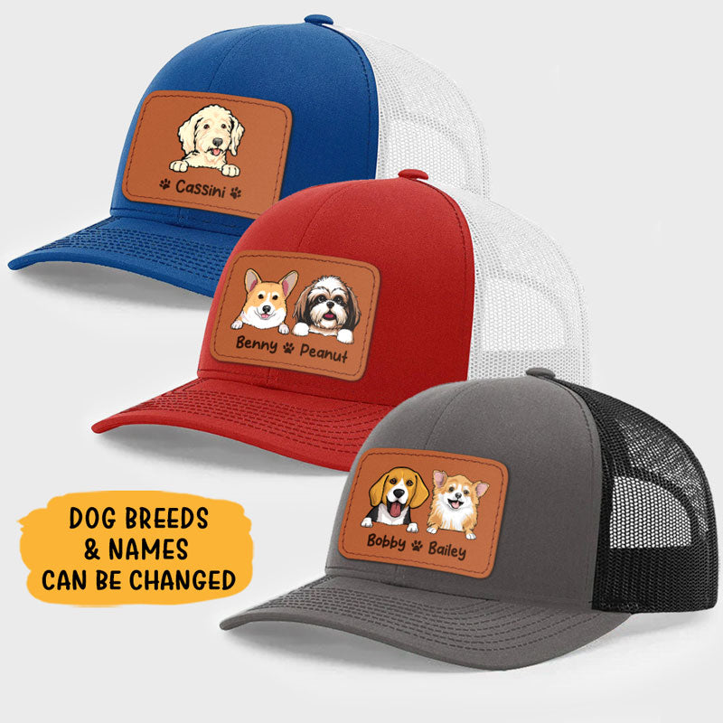 Custom Dog Name, Personalized Trucker Leather Patch Hat, Gifts For Dog Lovers - Image 2