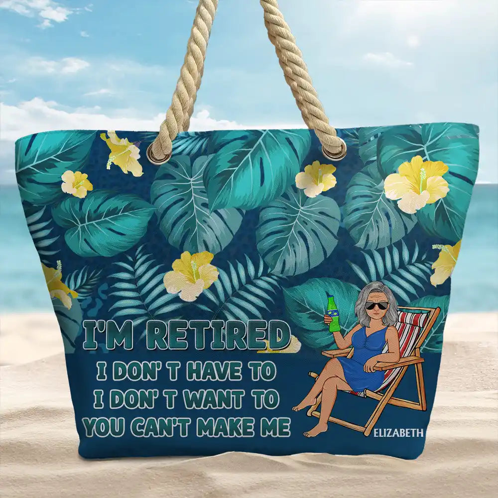 I'm Retired I Don't Have To - Personalized Beach Bag - Image 2